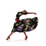 Tissu Crêpe Fleurs de Roses Zambra Noir - Ribes y Casals