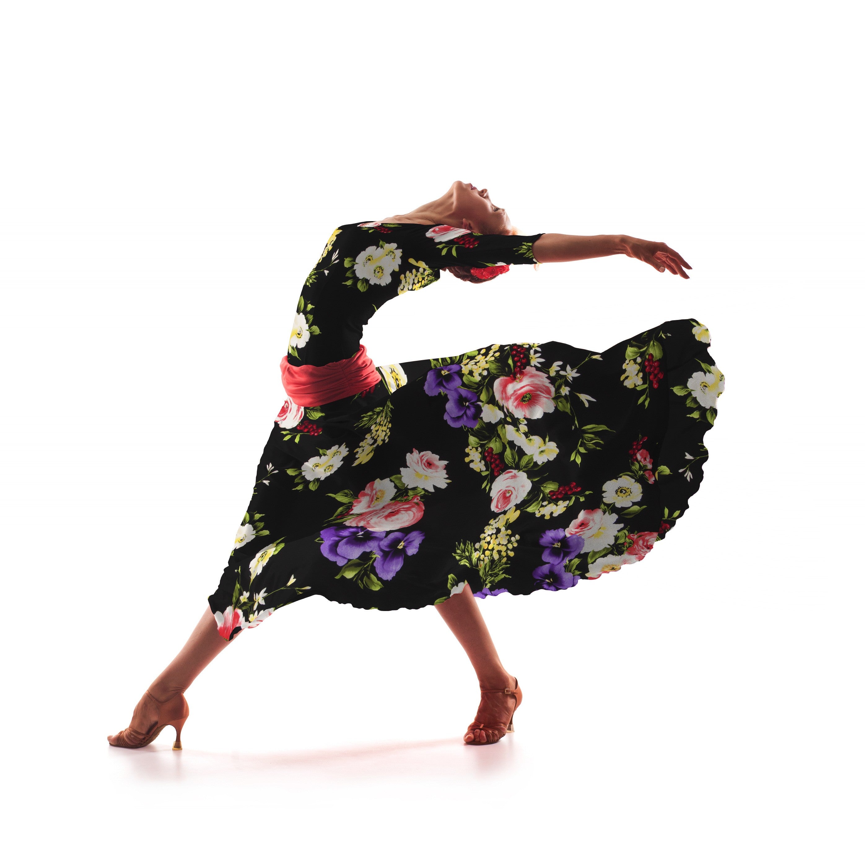 Tissu Crêpe Fleurs de Roses Zambra Noir - Ribes y Casals