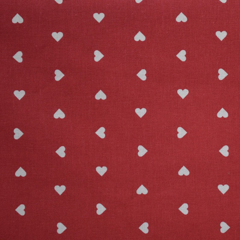 Tissu Coton Coeurs Fond Rouge - Ribes y Casals