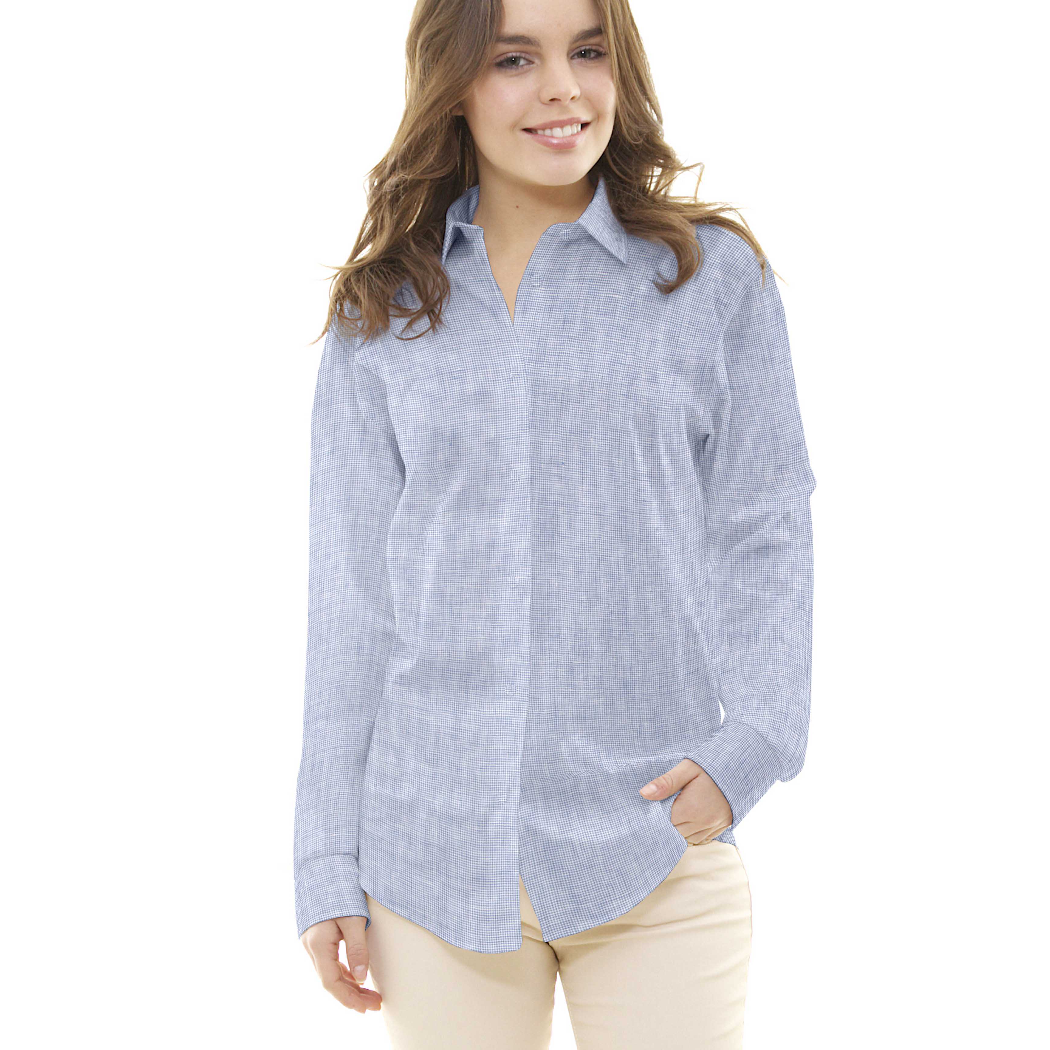 Tissu Lin Pied de Poule Bleu - Ribes y Casals