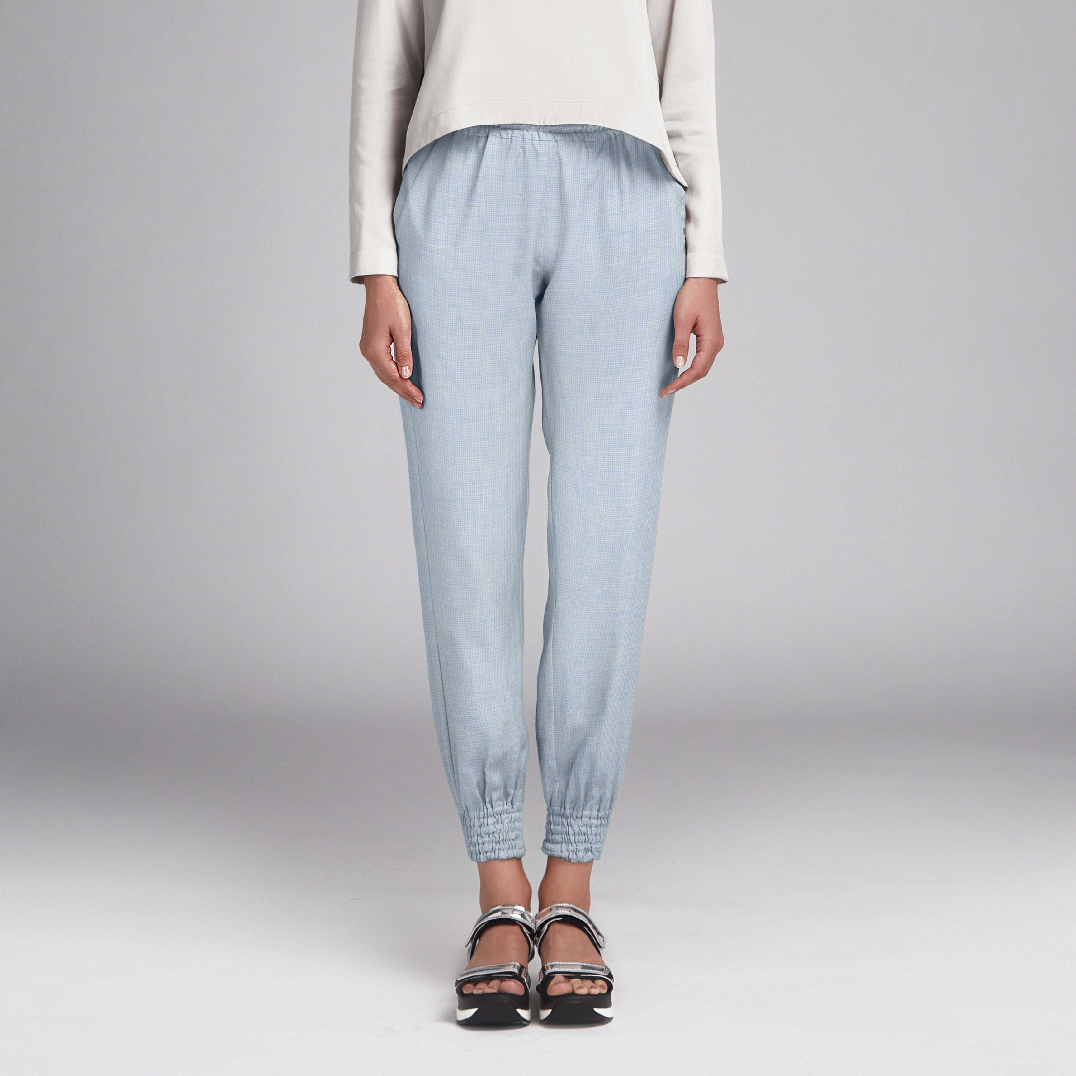 Toile Lin Pied de Poule Celeste - Ribes y Casals