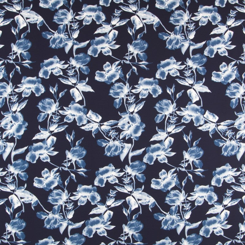 Tissu Élastique Fleurs Navy - Ribes y Casals