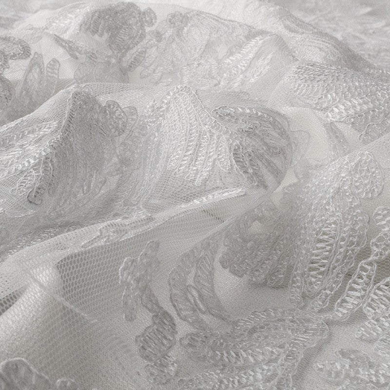 Dentelle Feuille Rebrodée Blanc - Ribes y Casals