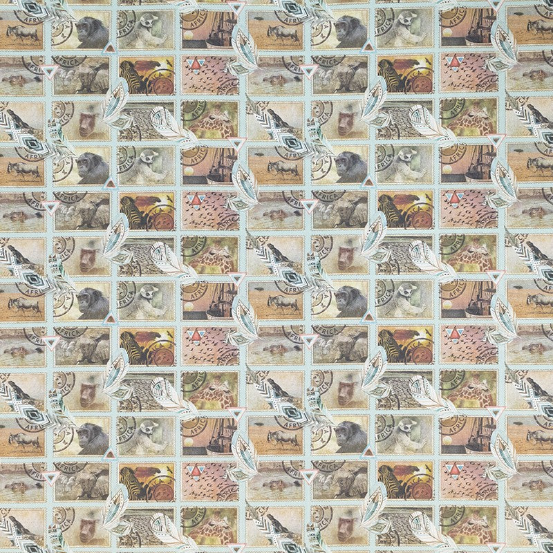 Tissu Imprimé Coton Timbres Vert - Ribes y Casals