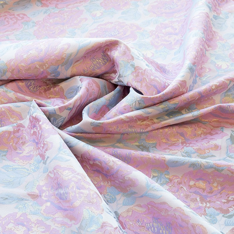 Tissu Fantaisie Fleur Rose Bleu - Ribes y Casals