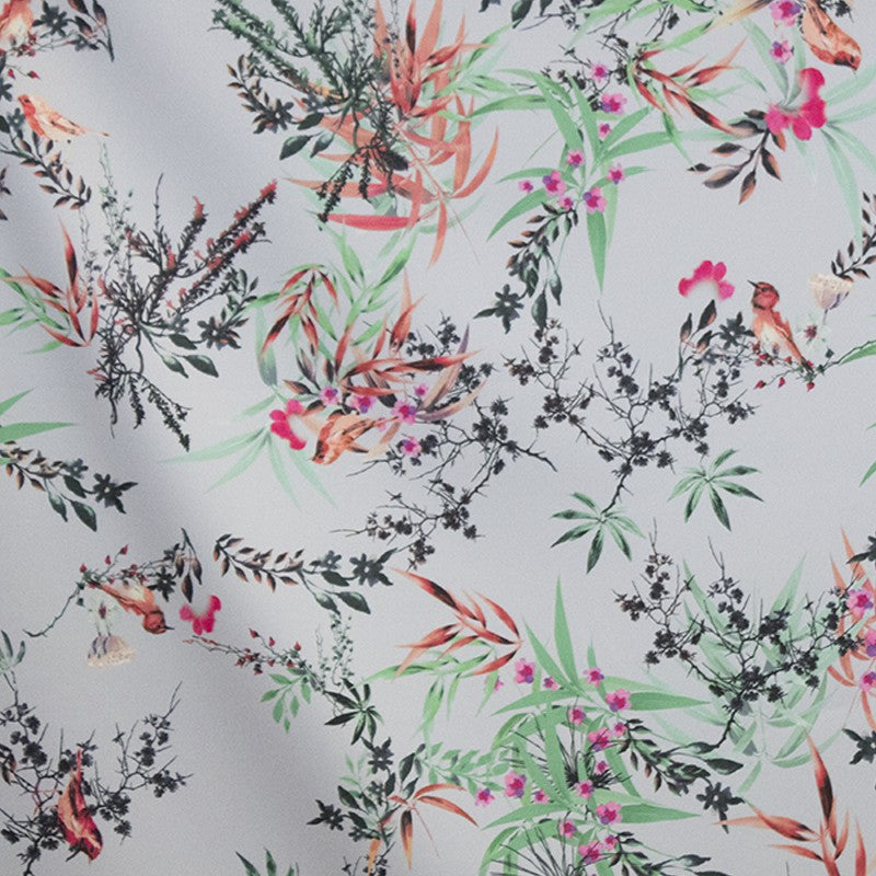 Tissu Stretch Flamenco Floral Gris Vert - Ribes y Casals