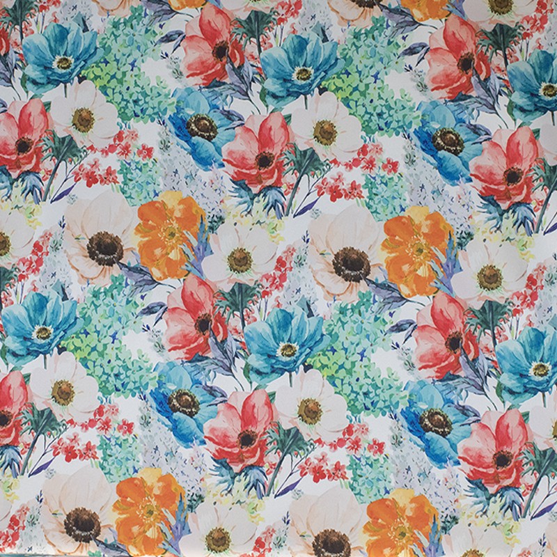 Tissu Stretch Flamenco Fleurs Aquarelle Blanc - Ribes y Casals