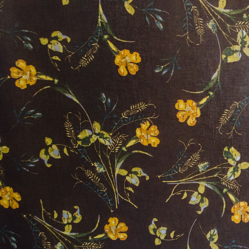 Gase Fleurs Fond Marron Chocolat - Ribes y Casals