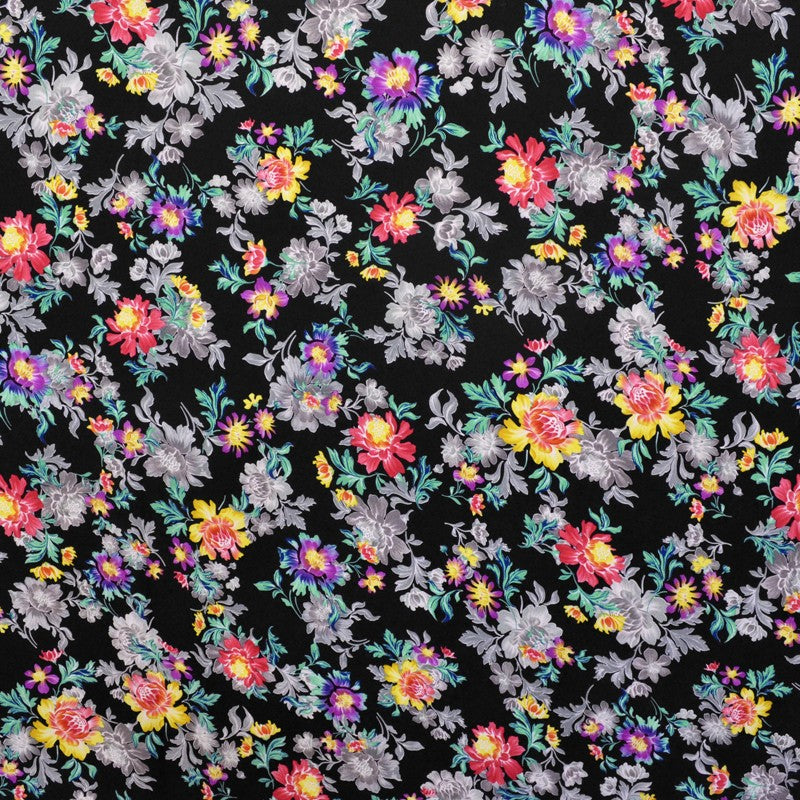 Georgette Imprimée Kimono Noir - Ribes y Casals