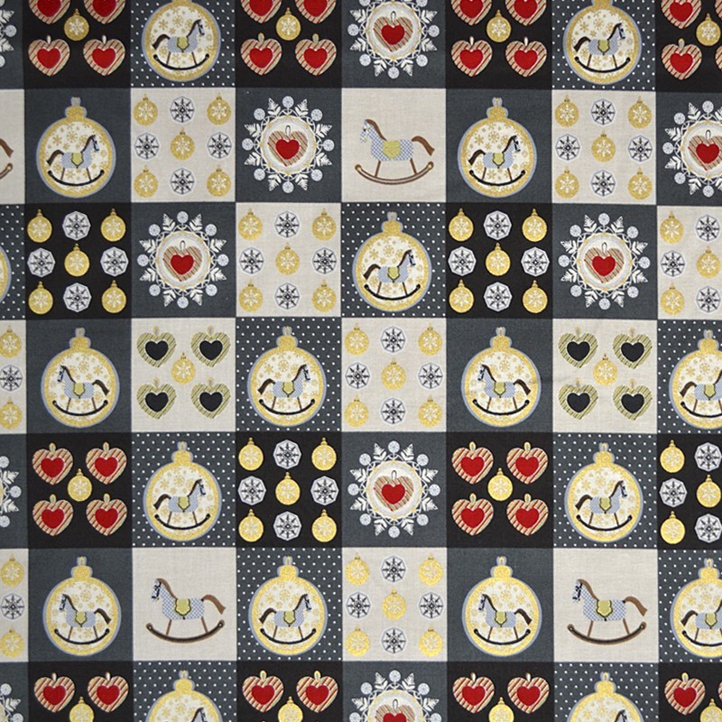 Tissu Guirlande Noël Gris - Ribes y Casals