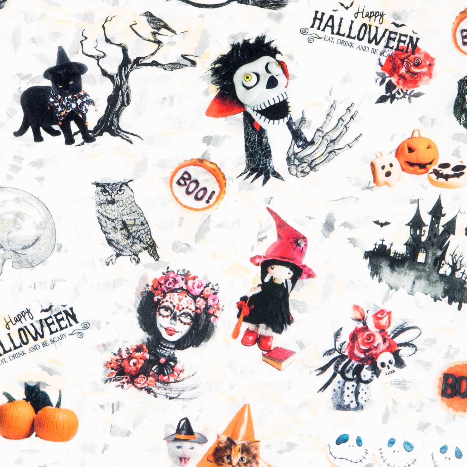 Tissu Halloween Chats - Ribes y Casals