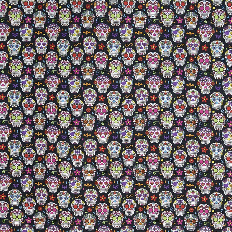 Tissu Enfant Crâne Mexicain Noir - Ribes y Casals