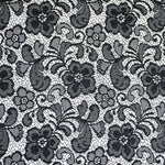 Tissu Jacquard Dentelle Fleur Noire - Ribes y Casals
