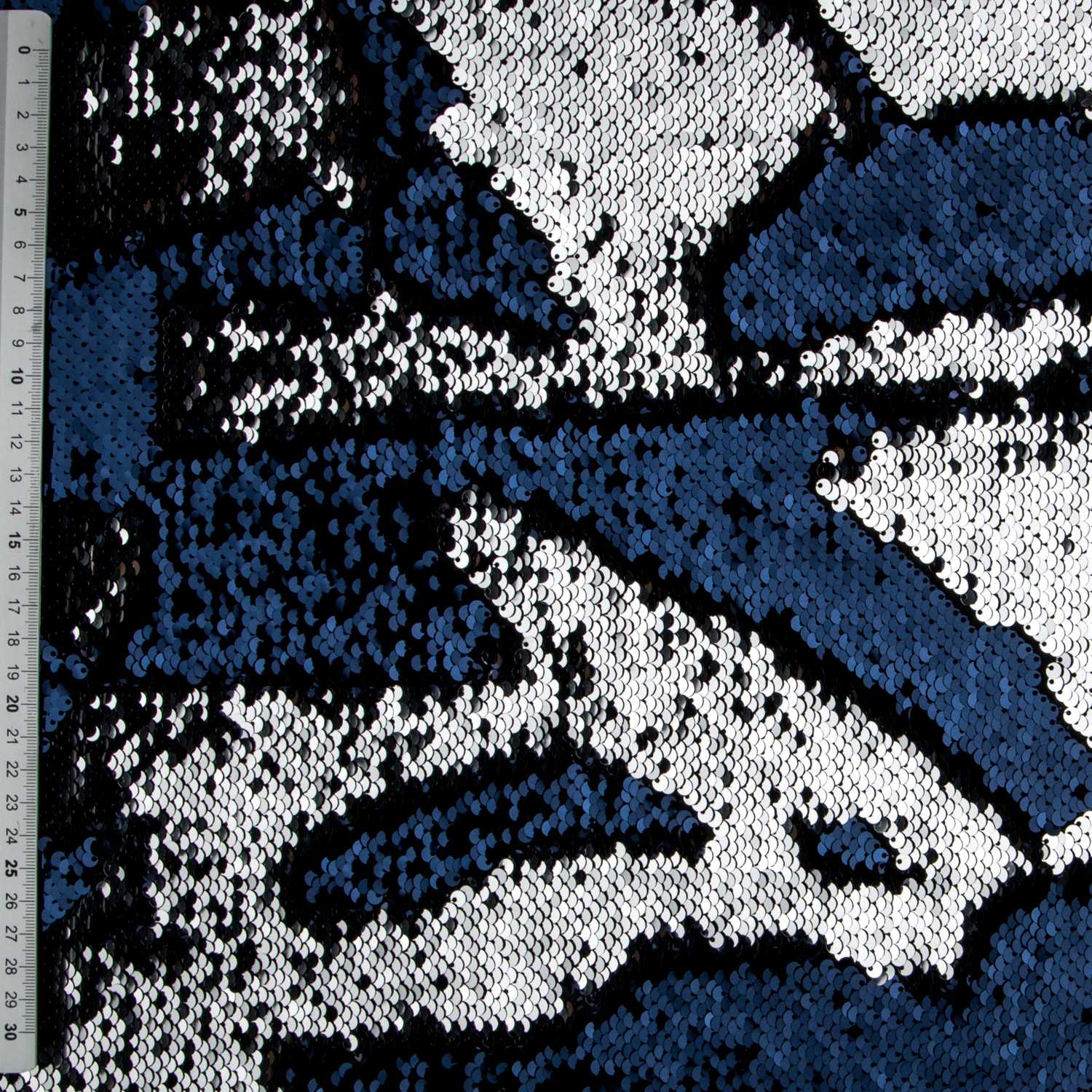 Tissu Paillettes Double Face Marine-Argent - Ribes y Casals