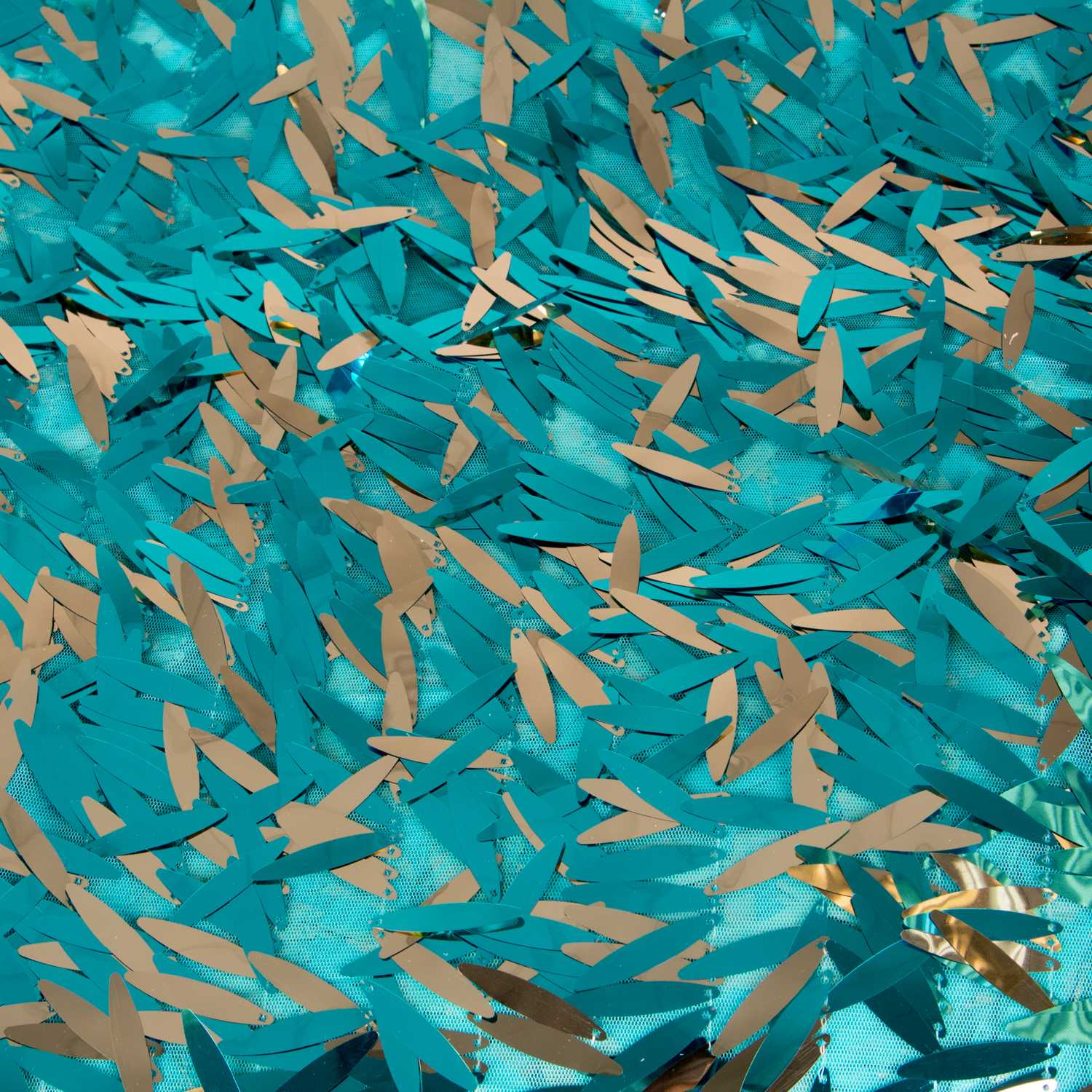 Tissu Paillettes Plumes Aigue-Marine - Ribes y Casals