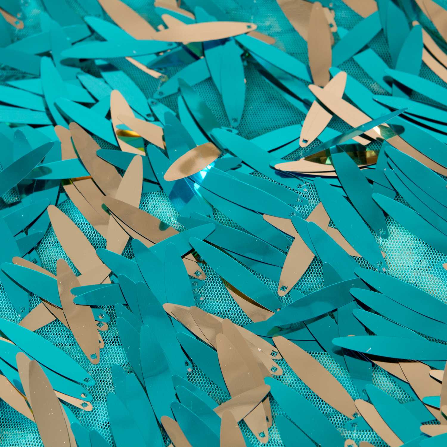 Tissu Paillettes Plumes Aigue-Marine - Ribes y Casals