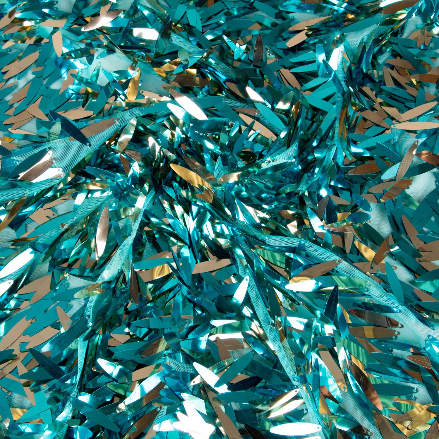 Tissu Paillettes Plumes Aigue-Marine - Ribes y Casals