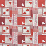 Toile Coeurs Patchwork Fond Rouge - Ribes y Casals