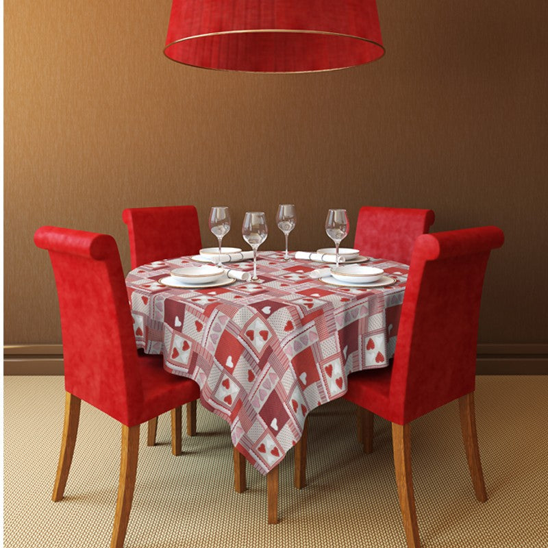 Toile Coeurs Patchwork Fond Rouge - Ribes y Casals