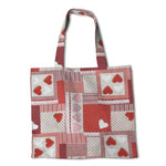 Toile Coeurs Patchwork Fond Rouge - Ribes y Casals