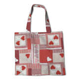 Toile Coeurs Patchwork Fond Rouge - Ribes y Casals