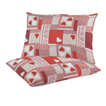 Toile Coeurs Patchwork Fond Rouge - Ribes y Casals