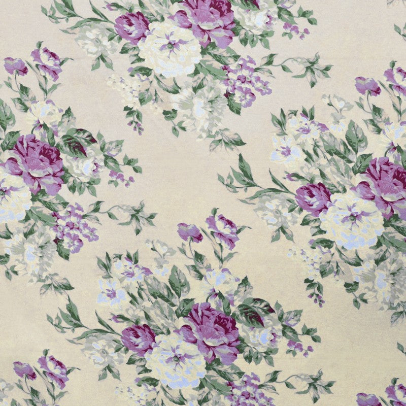 Toile Imprimée Fleurs Roses Fond Écru - Ribes y Casals