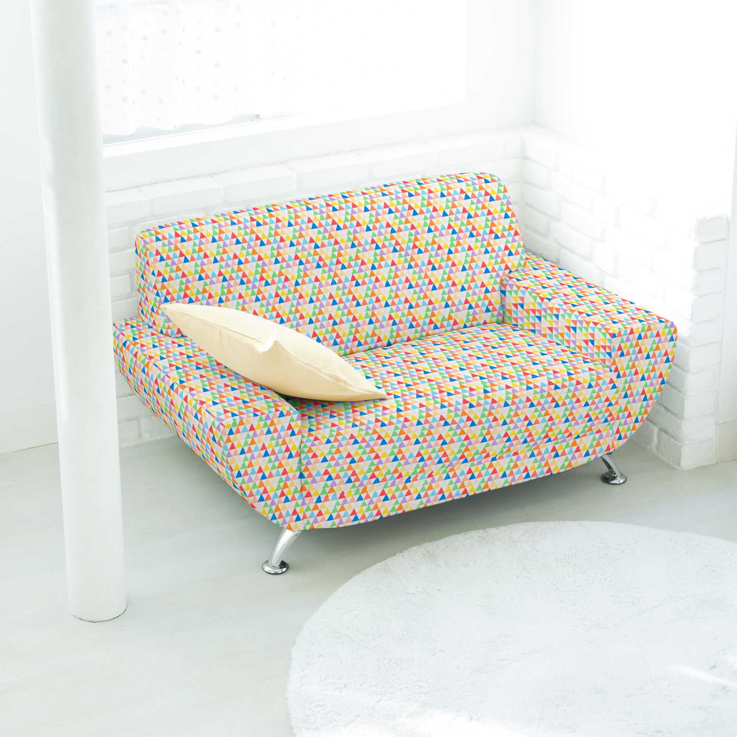 Tela Loneta Estampada Triangulos Multicolor - Ribes y Casals