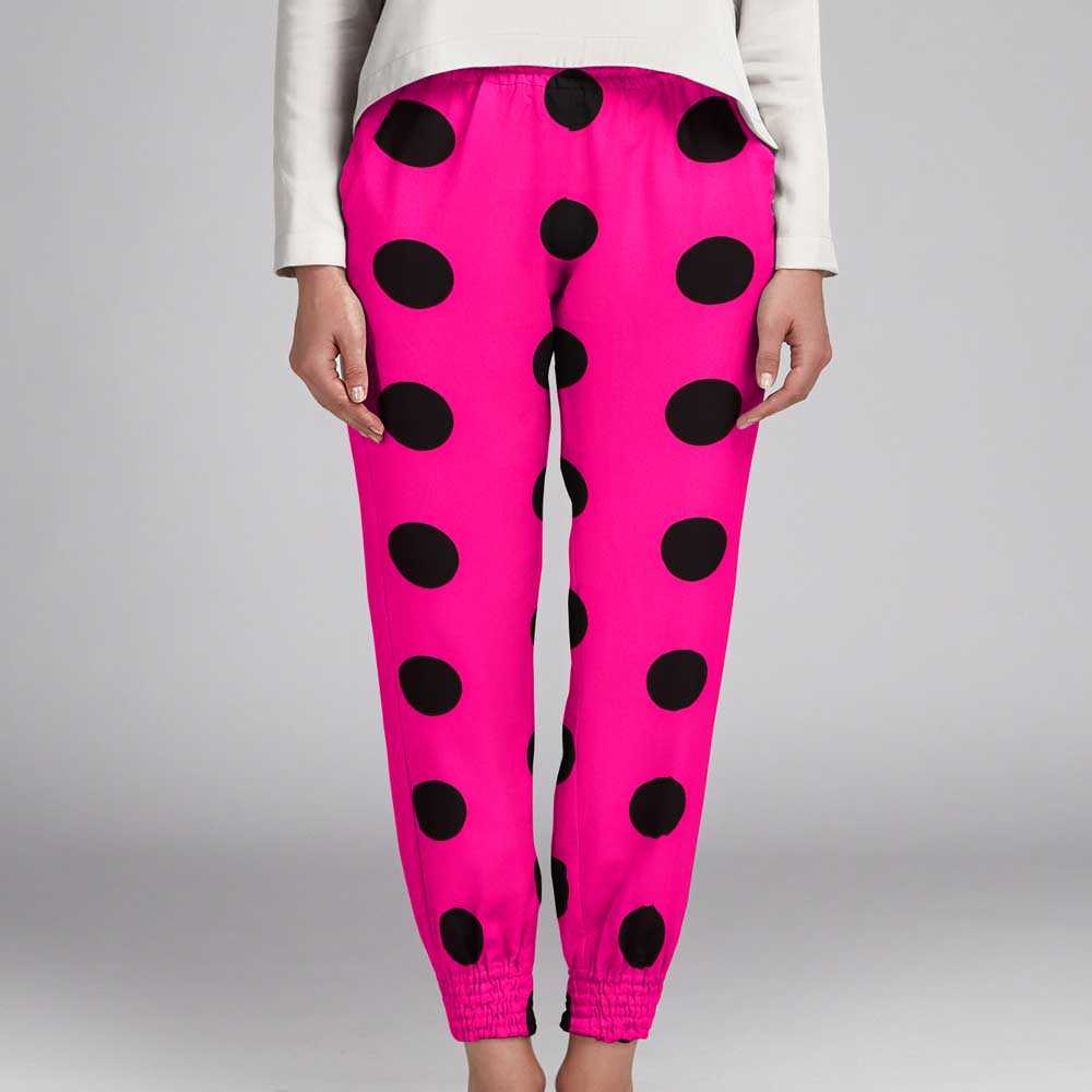 Tissu Pois Noir 55mm Fuchsia - Ribes y Casals