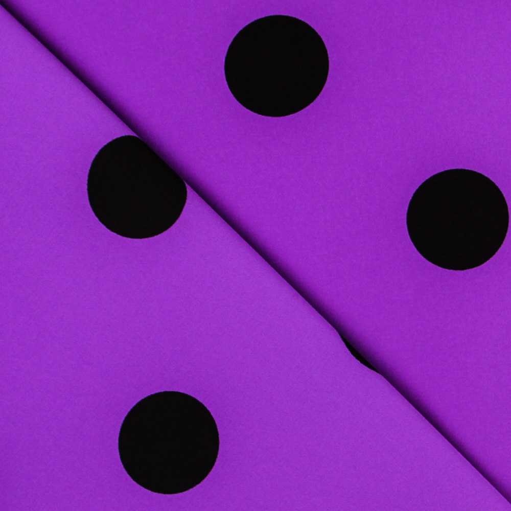 Tissu Pois Noir 55mm Violet - Ribes y Casals