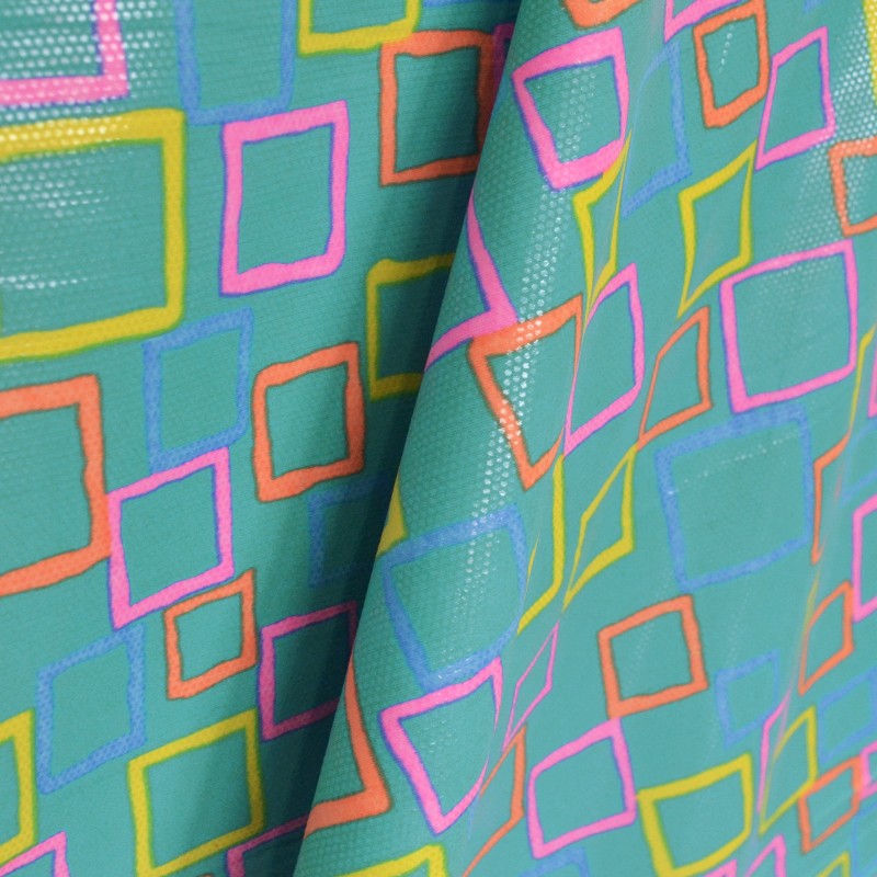 Lycra Imprimé Cubique Turquoise - Ribes y Casals