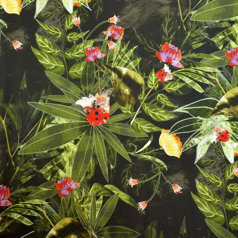 Tissu Lycra Imprimé Tableau Floral Noir - Ribes y Casals