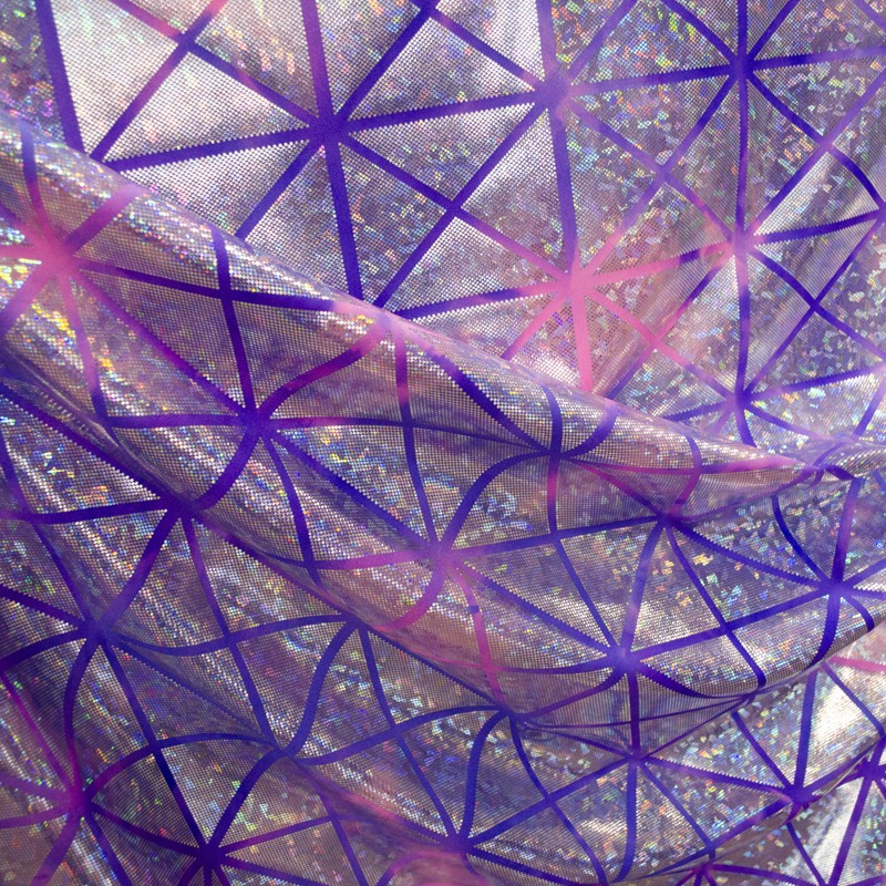 Tissu Lycra Hologramme Losange Fuchsia Lila - Ribes y Casals