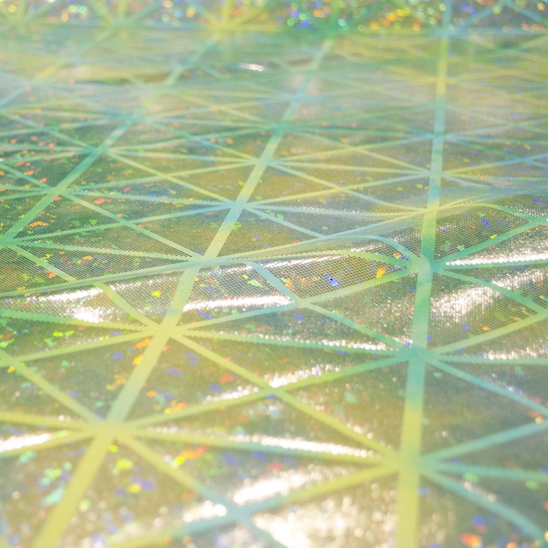 Tissu Lycra Hologramme Losange Pistache Bleu - Ribes y Casals