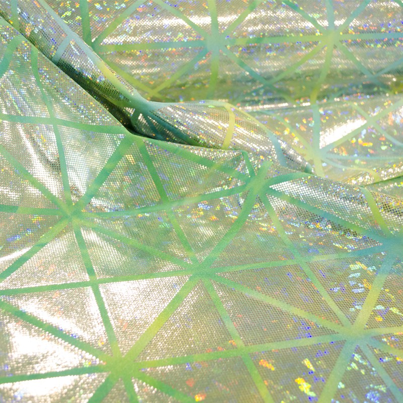 Tissu Lycra Hologramme Losange Pistache Bleu - Ribes y Casals