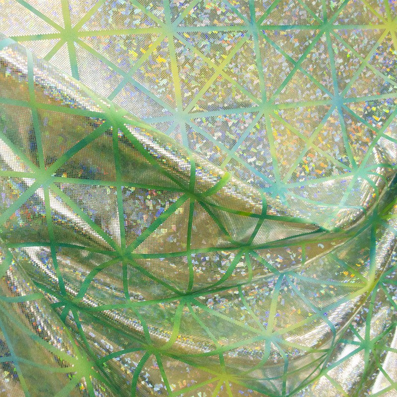 Tissu Lycra Hologramme Losange Pistache Bleu - Ribes y Casals