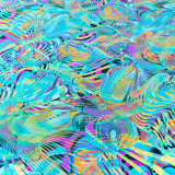 Lycra Holographe Ondes Metal Bleu - Ribes y Casals