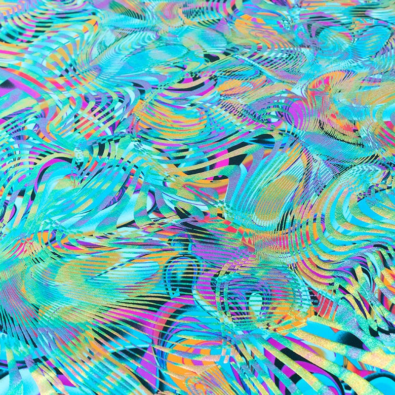 Lycra Holographe Ondes Metal Bleu - Ribes y Casals