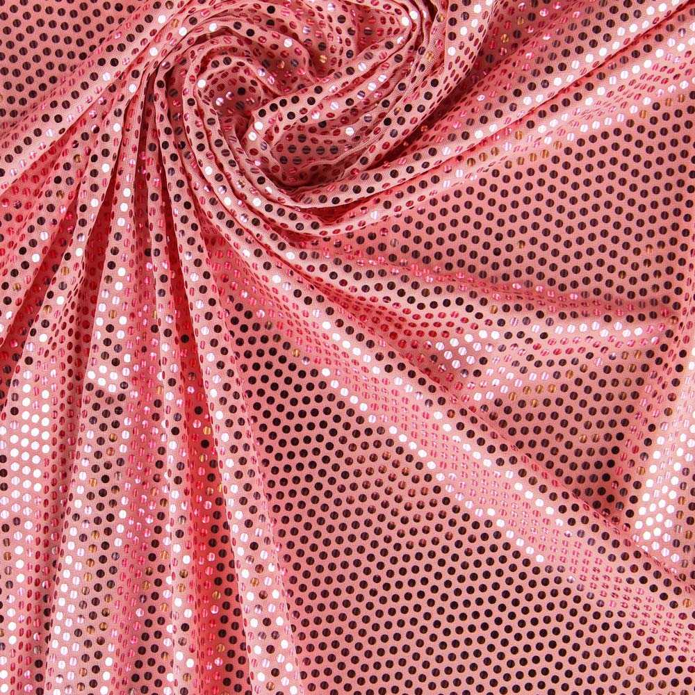Lycra Tissu Sequin Pois Corail - Ribes y Casals