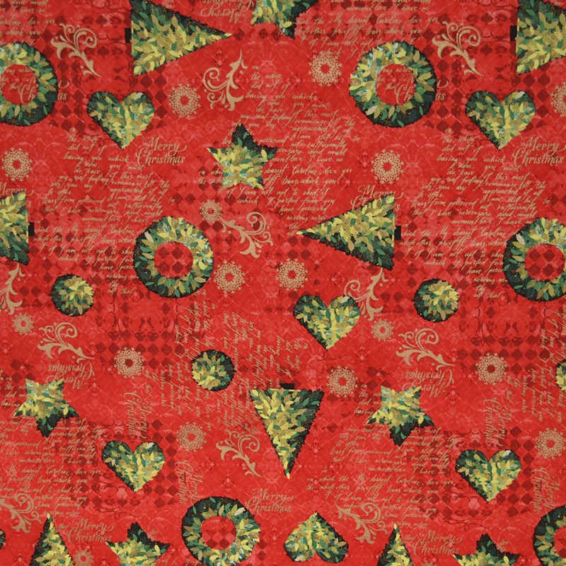 Tissu  Merry Christmas Rouge - Ribes y Casals