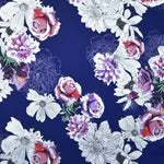 Tissu Mikado Floral Bleu Soutenu - Ribes y Casals