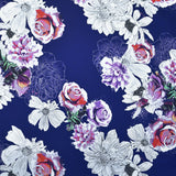 Tissu Mikado Floral Bleu Soutenu - Ribes y Casals