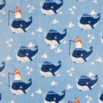 Minky Baleine Fond Bleu - Ribes y Casals