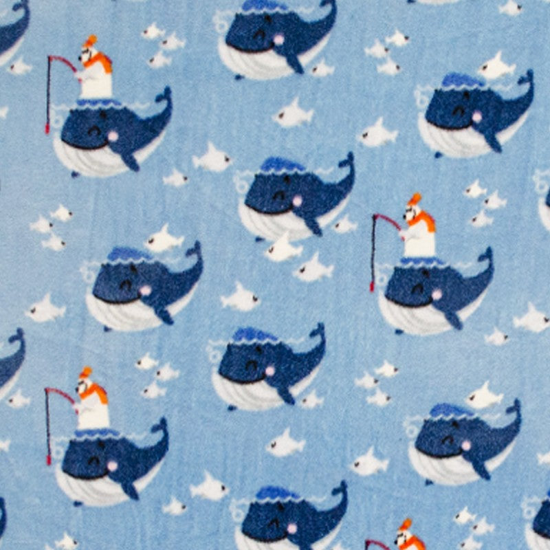 Minky Baleine Fond Bleu - Ribes y Casals