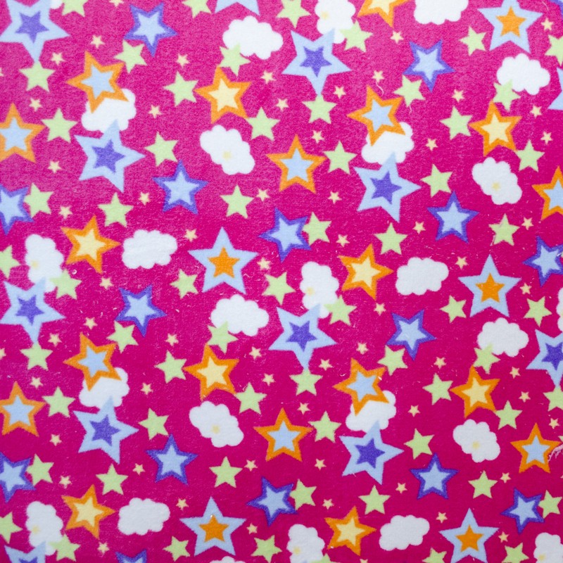Minky Étoiles Nuages Fuchsia - Ribes y Casals