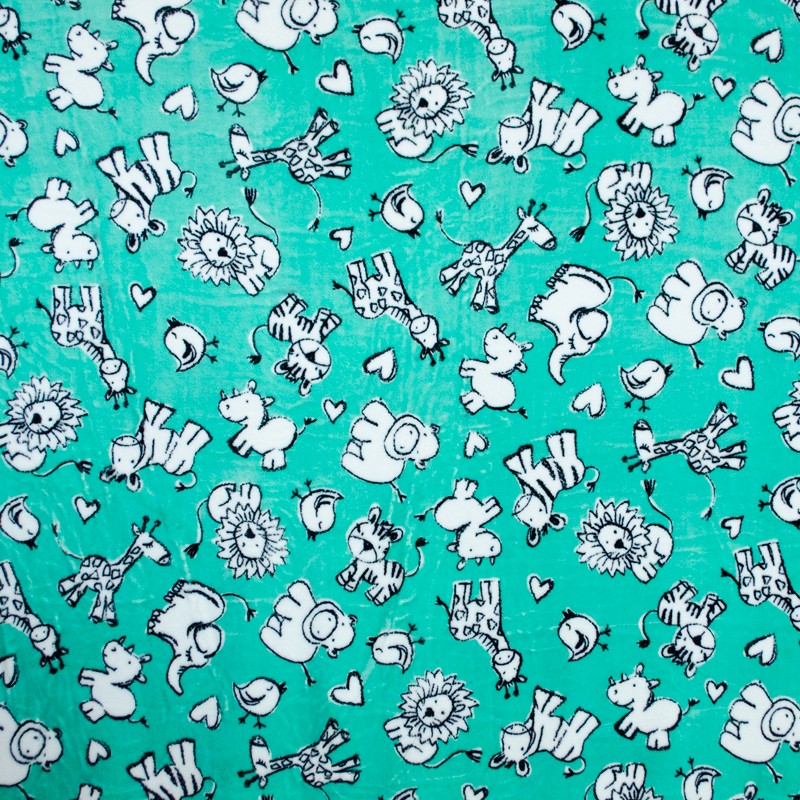 Tissu Minky Zoo Vert - Ribes y Casals