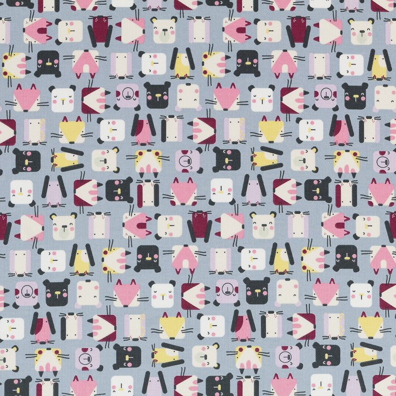 Tissu Velours Coton Animal Gris - Ribes y Casals