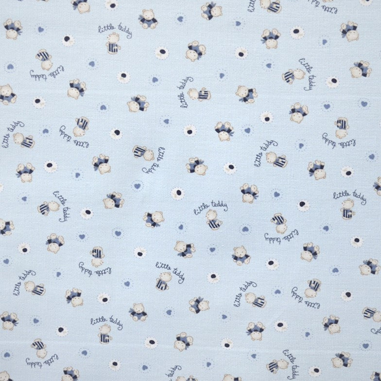 Tissu Piqué Imprimé Oursons Bleu Ciel - Ribes y Casals