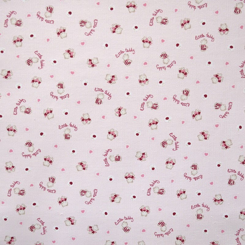 Tissu Piqué Imprimé Oursons Rose Bebé - Ribes y Casals