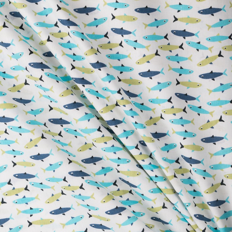 Tissu Patchwork Aquarium Bleu Vert - Ribes y Casals